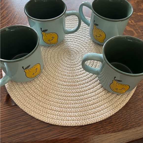 Boston Warehouse Blue and Yellow Pear Mugs - Picture 1 of 7